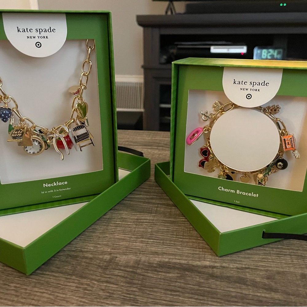 Kate Spade Gold Charm Necklace and Bracelet Set